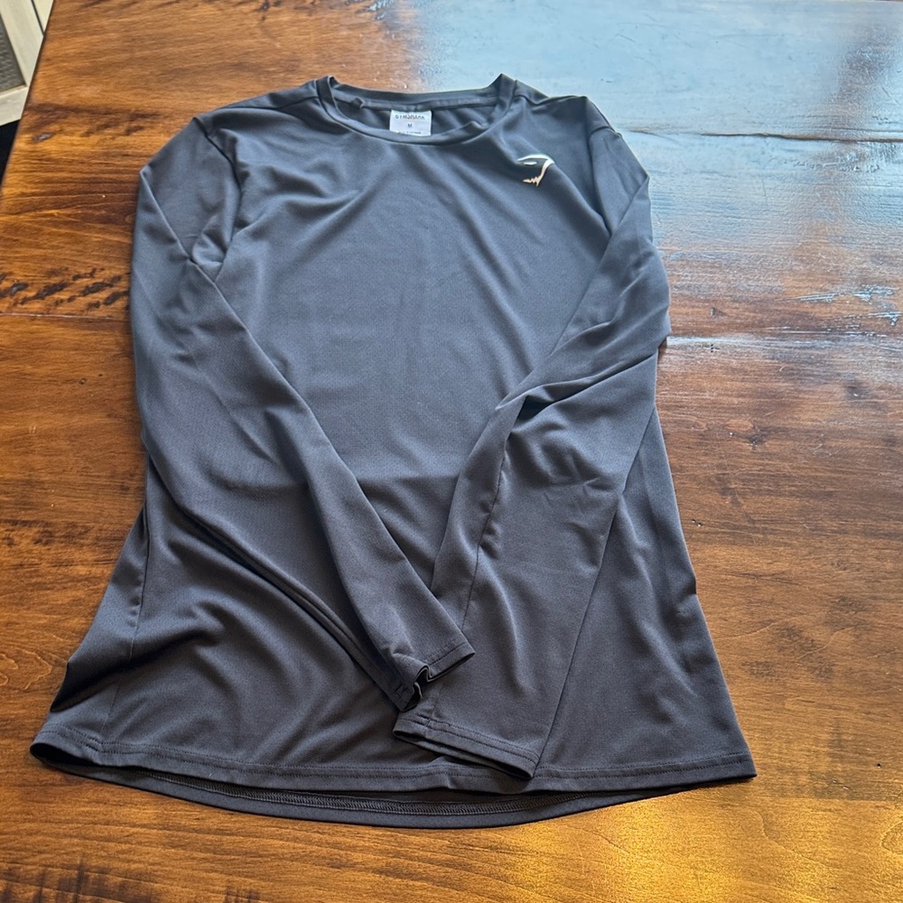 GYM Shark Black Long Sleeve athletic Shirt